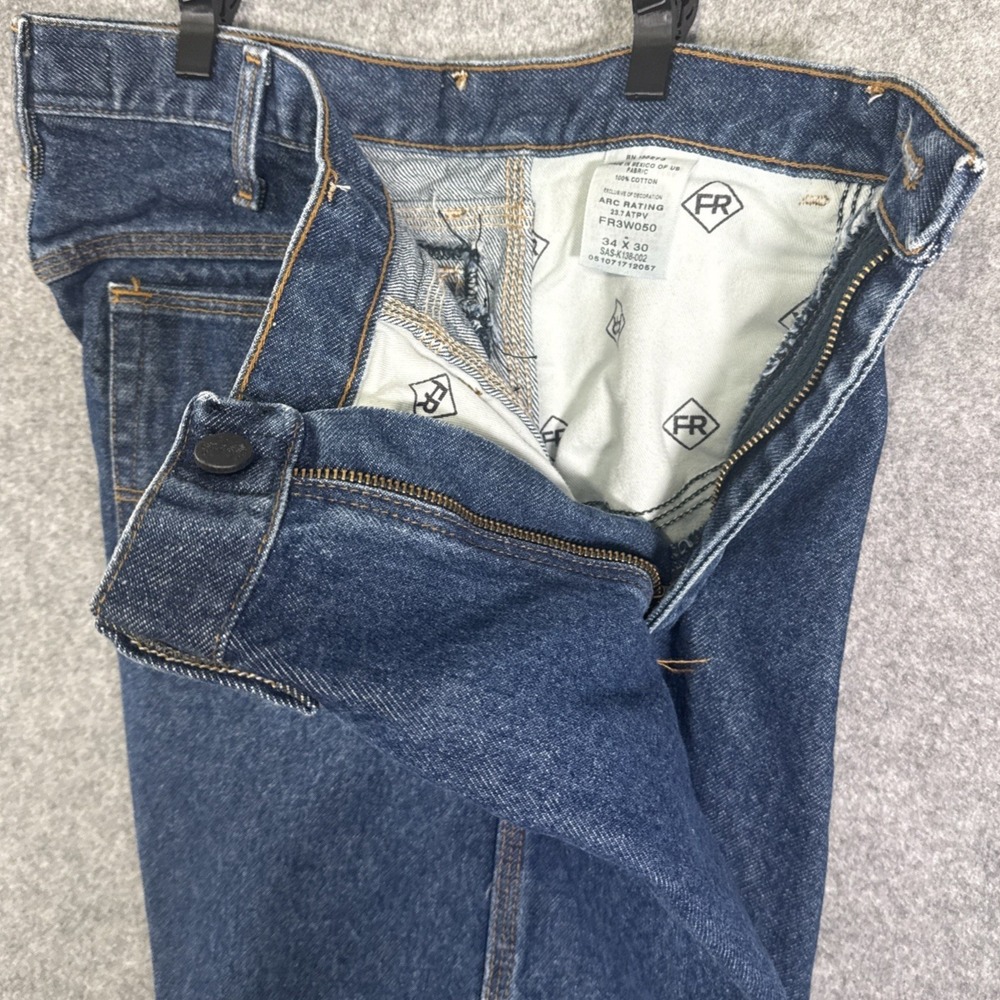 Wrangler FR Riggs Workwear Jeans Mens 34x30 Blue Flame Resistant Denim FR3W050 - Picture 6 of 11